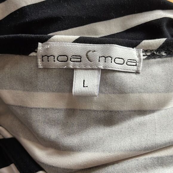 Moa Moa black/white stripe tee shirt style overlapping hem ruched side mini. NWT - Picture 5 of 5